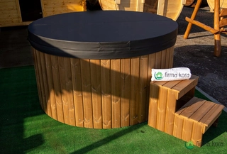 Jacuzzi 200cm termodrevo s pieckou, osvetlením, lakovaným termokrytom